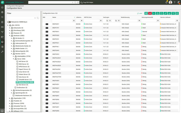 Configuration Items in der Asset Management Software