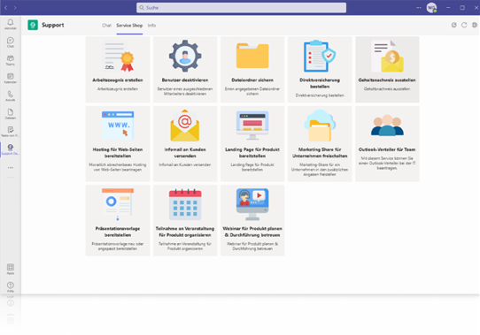 Servicekatalog in Microsoft Teams